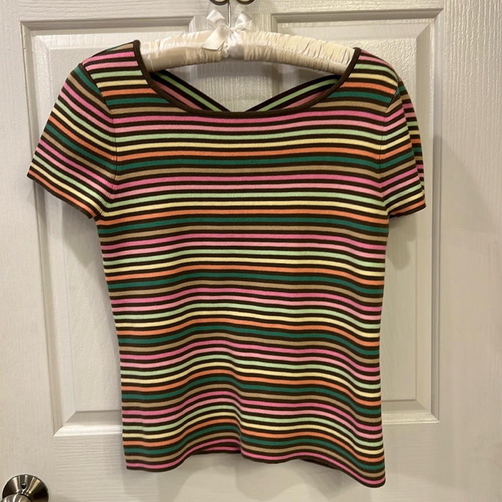 Talbots striped X back sweater